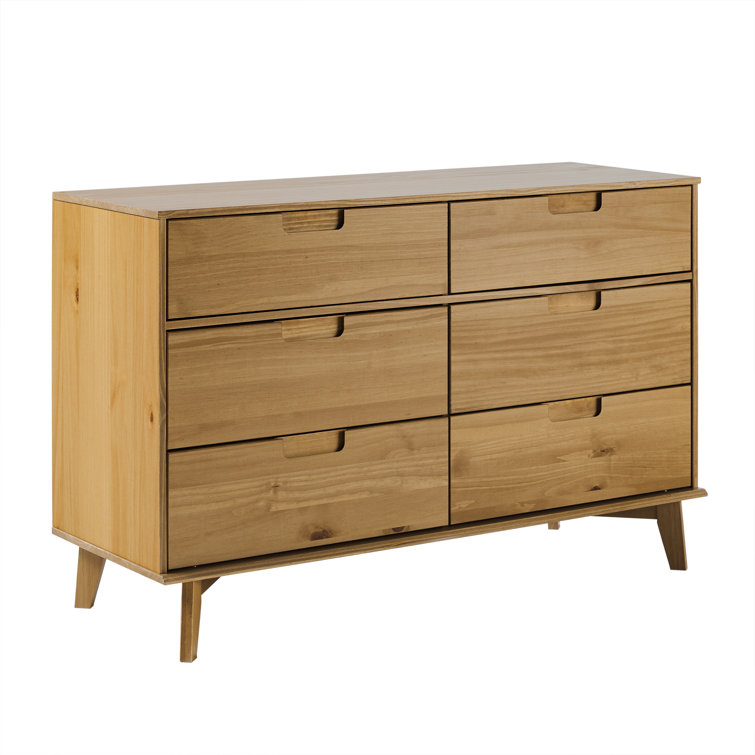 Natural Pine Solid Wood 6-Drawer Double Dresser
