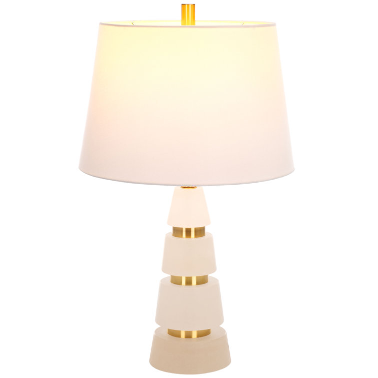 White and Gold Alabaster 25-inch Table Lamp