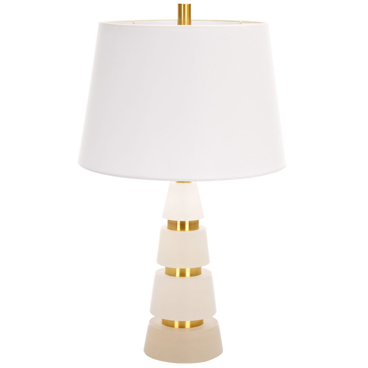 White and Gold Alabaster 25-inch Table Lamp