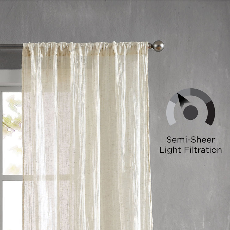 Blue Sheer Linen Blend Rod Pocket Window Panels