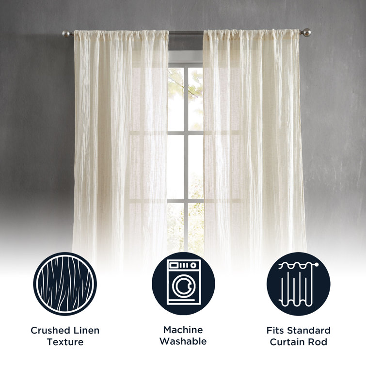 Blue Sheer Linen Blend Rod Pocket Window Panels