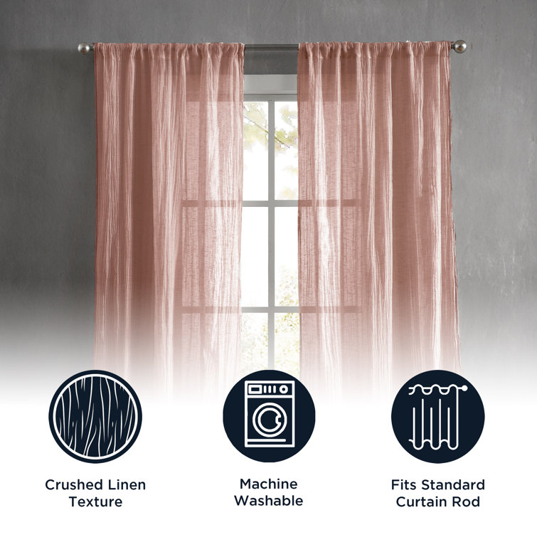 Blue Sheer Linen Blend Rod Pocket Window Panels