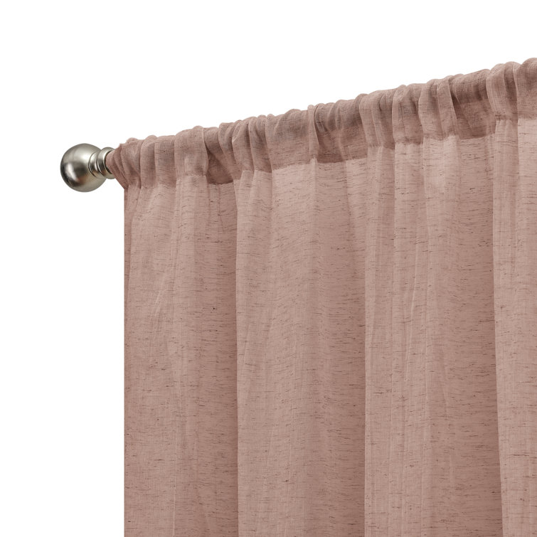 Blue Sheer Linen Blend Rod Pocket Window Panels