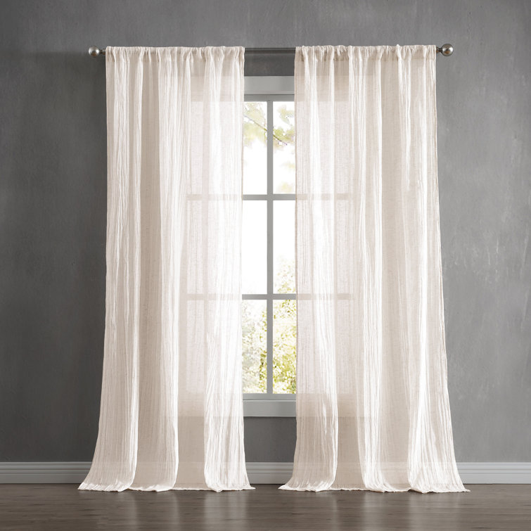 Blue Sheer Linen Blend Rod Pocket Window Panels