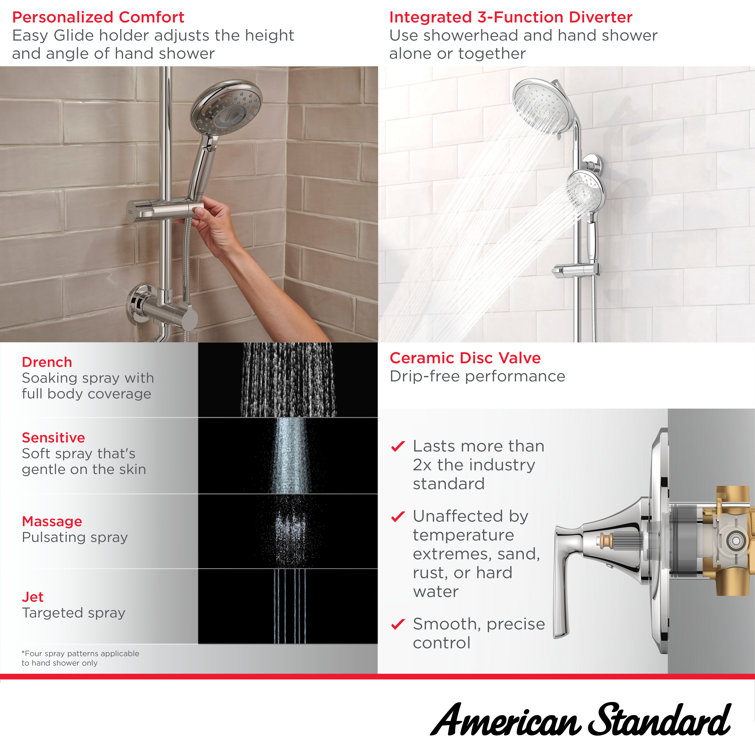 Polished Chrome Adjustable Dual Shower System with Handheld and Rain Heads