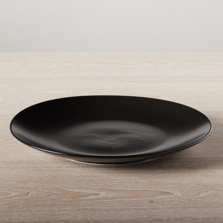 Black Ceramic Round Dinner Plates, Set of 4