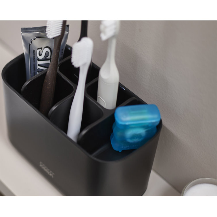 Large Black EasyStore Toothbrush Holder with Dividers
