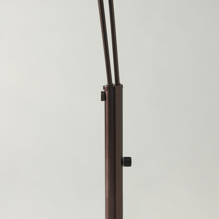 Bronze Trilage 84" Adjustable 3-Light LED Floor Lamp with Beige Shades