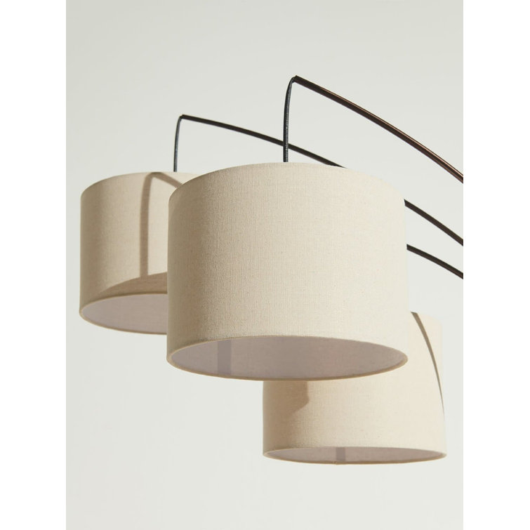 Bronze Trilage 84" Adjustable 3-Light LED Floor Lamp with Beige Shades