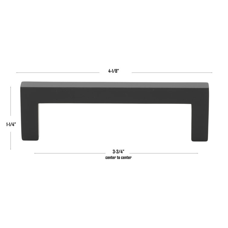 Matte Black 5-Inch Modern Square Bar Pull with Mounting Hardware