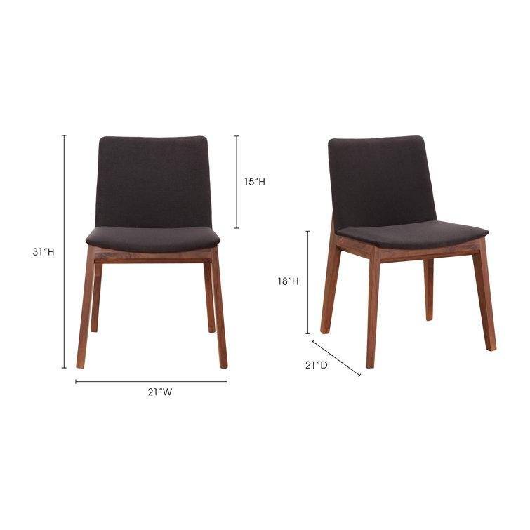 Black Canvas Upholstered Side Chair with Solid Ash Wood Frame