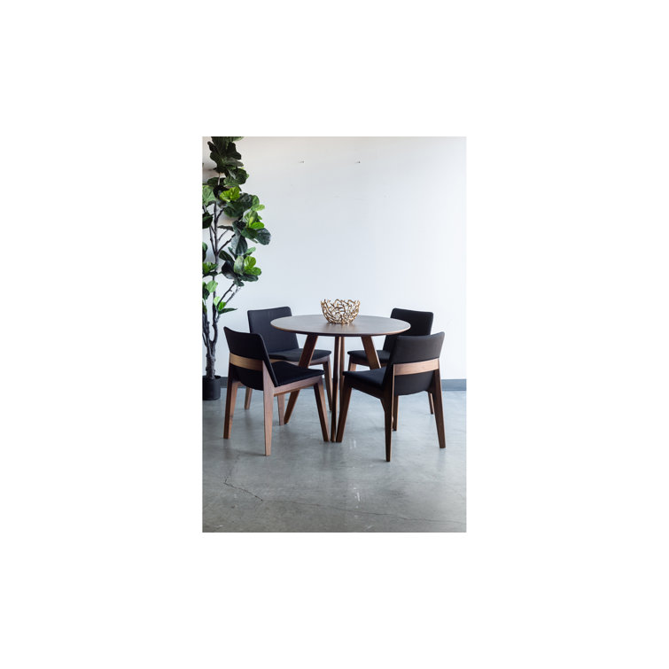 Black Canvas Upholstered Side Chair with Solid Ash Wood Frame