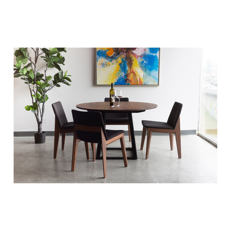 Black Canvas Upholstered Side Chair with Solid Ash Wood Frame