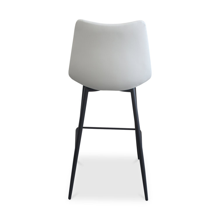 Brown Faux Leather Low Back Counter Stools with Steel Frame, Set of 2