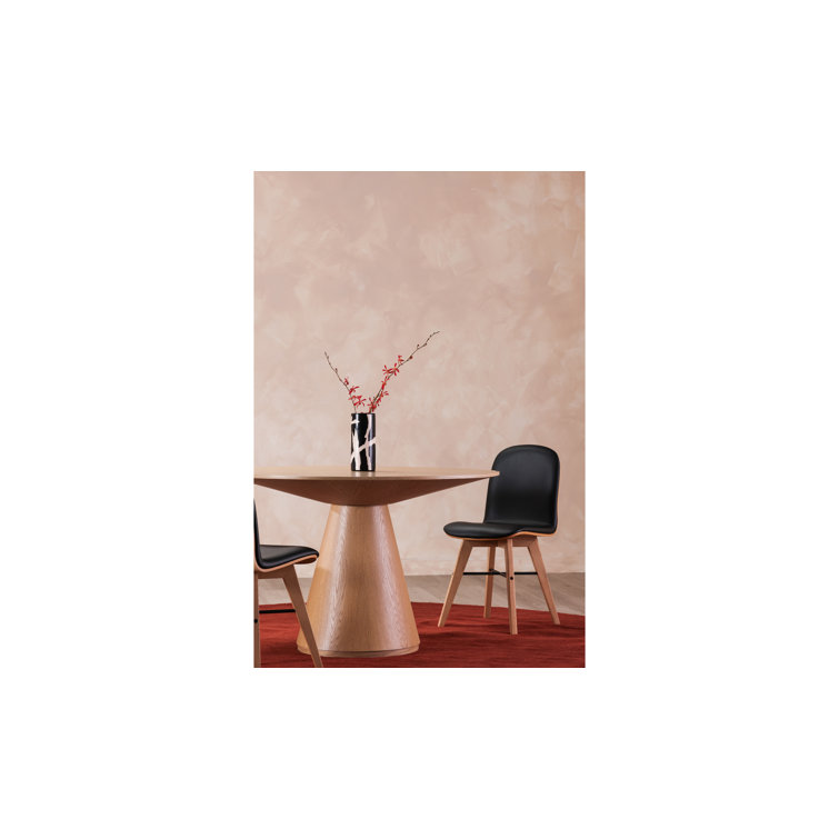 Black Genuine Leather Upholstered Oak Side Chair Set