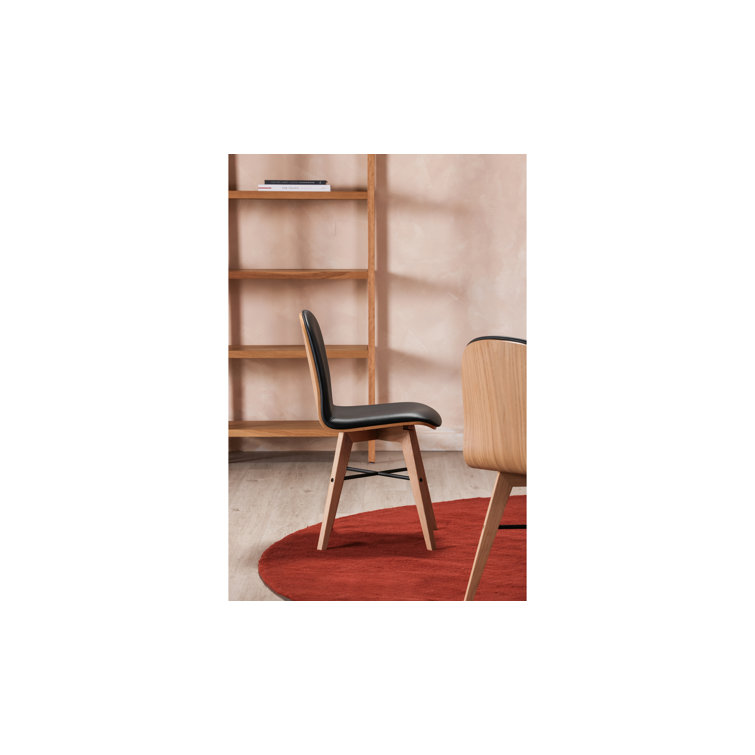 Black Genuine Leather Upholstered Oak Side Chair Set