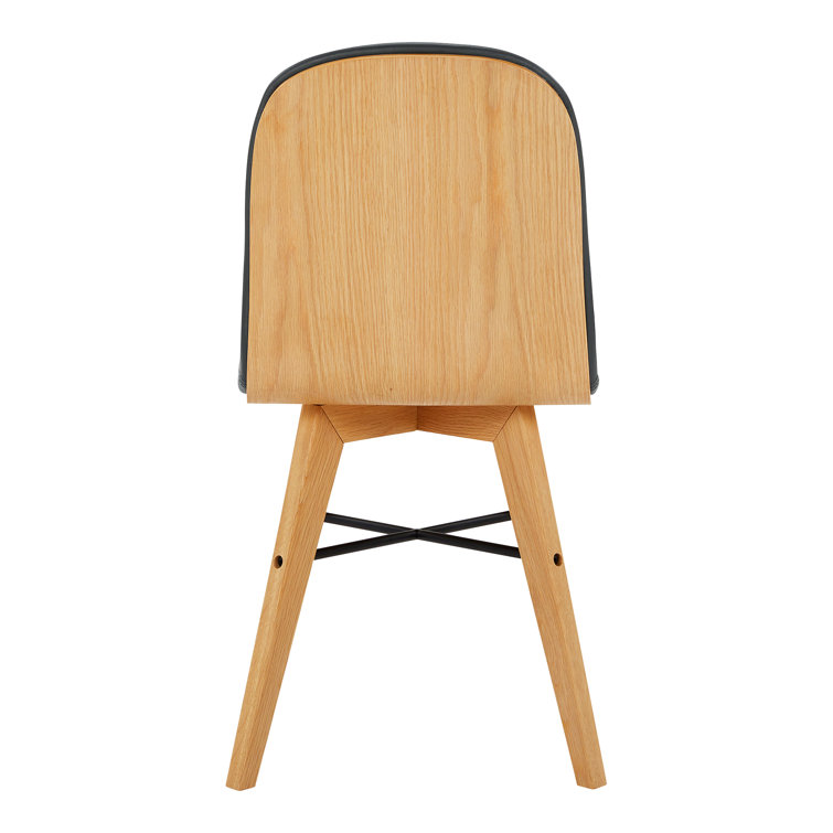 Black Genuine Leather Upholstered Oak Side Chair Set