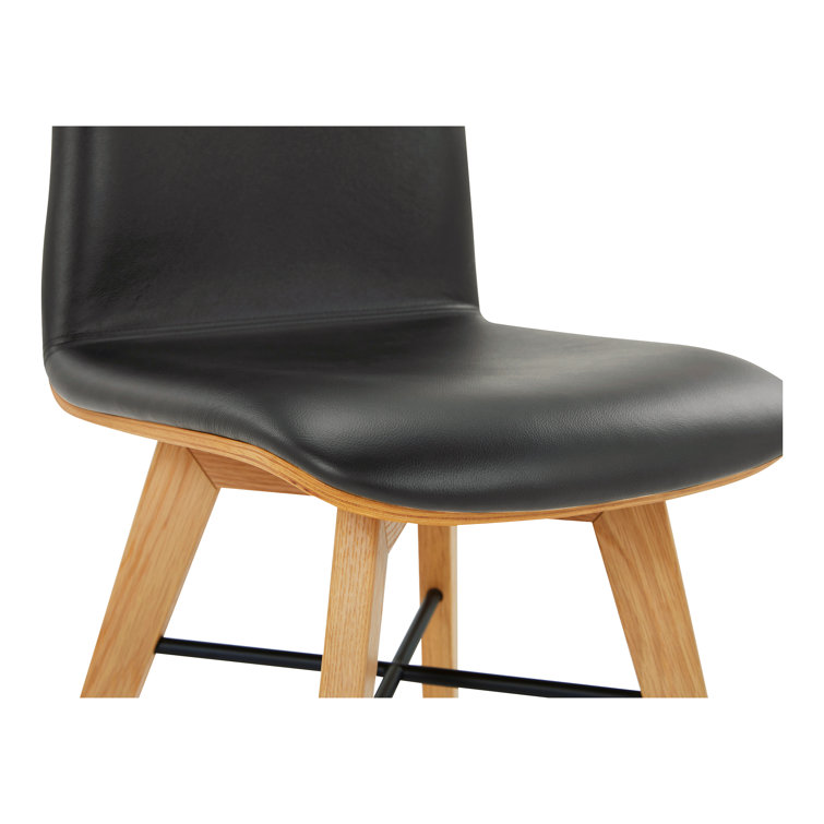 Black Genuine Leather Upholstered Oak Side Chair Set