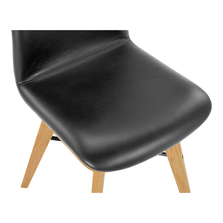 Black Genuine Leather Upholstered Oak Side Chair Set