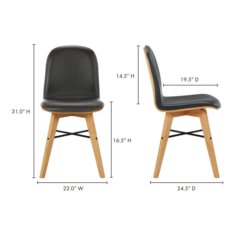 Black Genuine Leather Upholstered Oak Side Chair Set