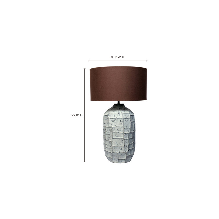 Gray Textured Iron Table Lamp with Brown Shade
