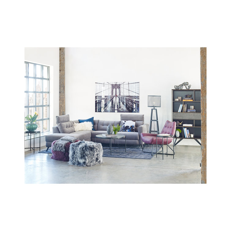 Contemporary Charcoal Grey Lamb Fur 22" Square Pouf Ottoman