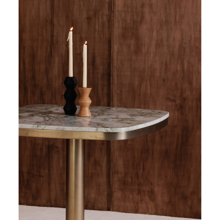 Small Brown Mango Wood Geometric Candle Holder
