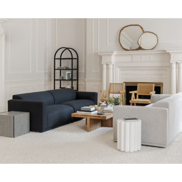 Deco Contrast Camel Bone & Iron Side Table - Black/White