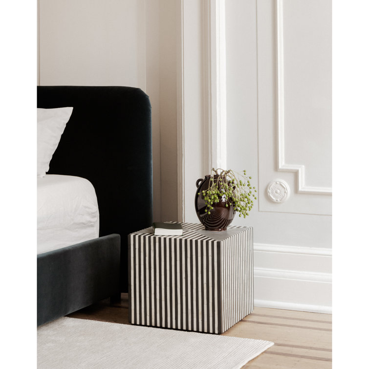 Deco Contrast Camel Bone & Iron Side Table - Black/White