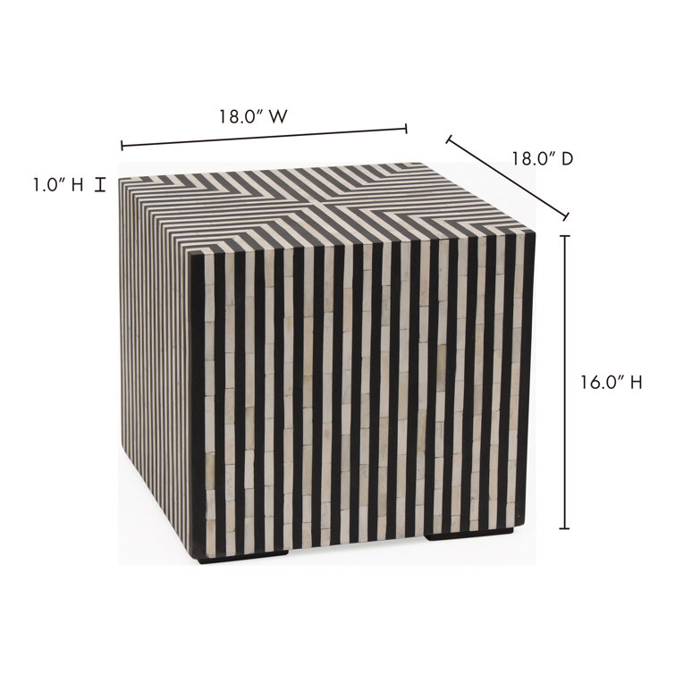 Deco Contrast Camel Bone & Iron Side Table - Black/White