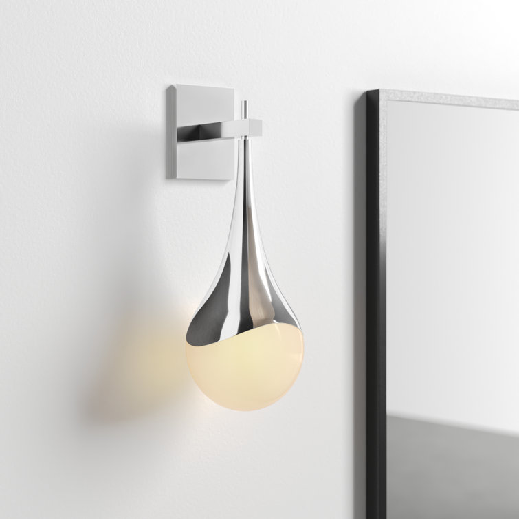 Algiers Polished Nickel 1-Light Dimmable Opal Glass Sconce