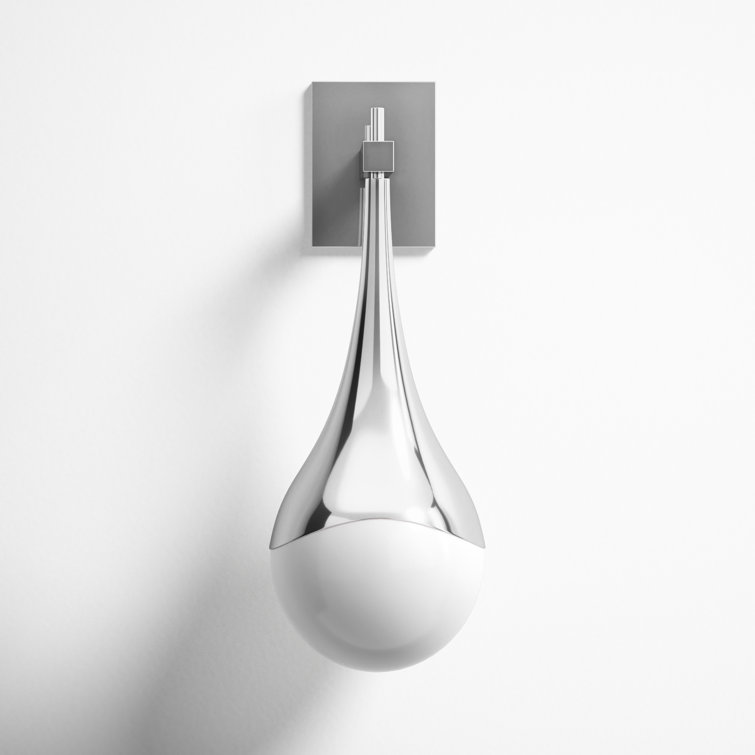 Algiers Polished Nickel 1-Light Dimmable Opal Glass Sconce