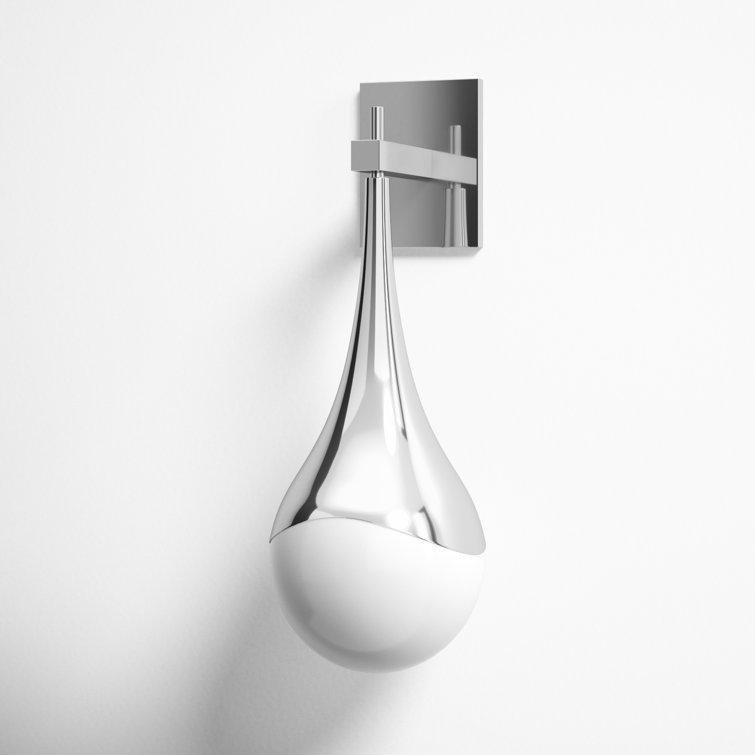 Algiers Polished Nickel 1-Light Dimmable Opal Glass Sconce