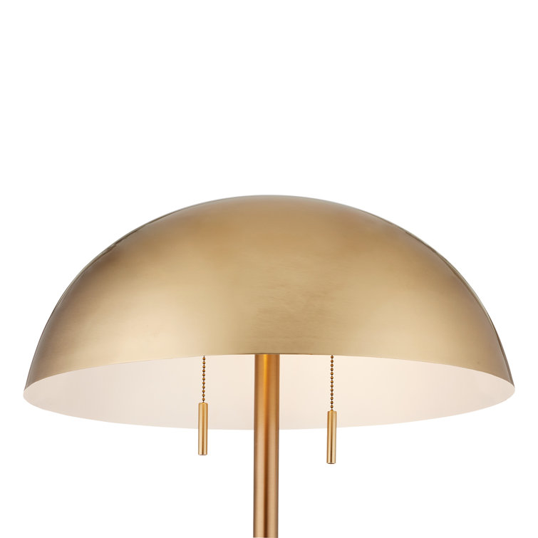 Adjustable Brass and Natural Stone Floor Lamp with Dome Shade