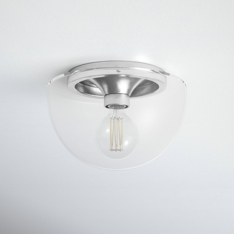 Alexi Polished Nickel 1-Light Indoor/Outdoor Clear Glass Flush Mount