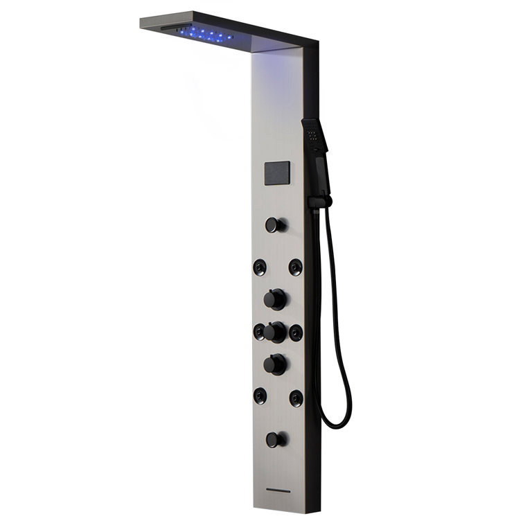 Black Nickel 5-Jet Rainfall Shower Panel System with Handheld Shower