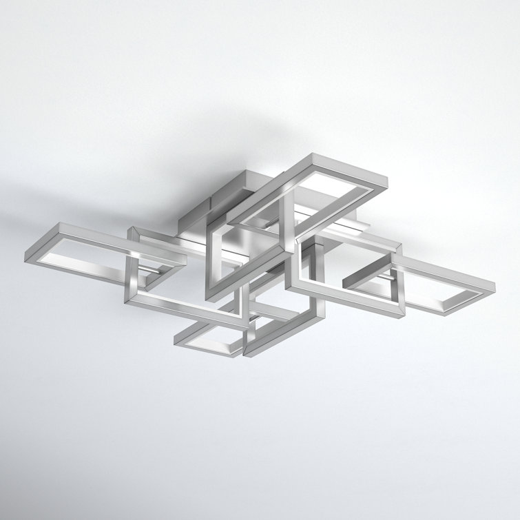 Satin Nickel 8-Light LED Adjustable Flush Mount Ceiling Fixture