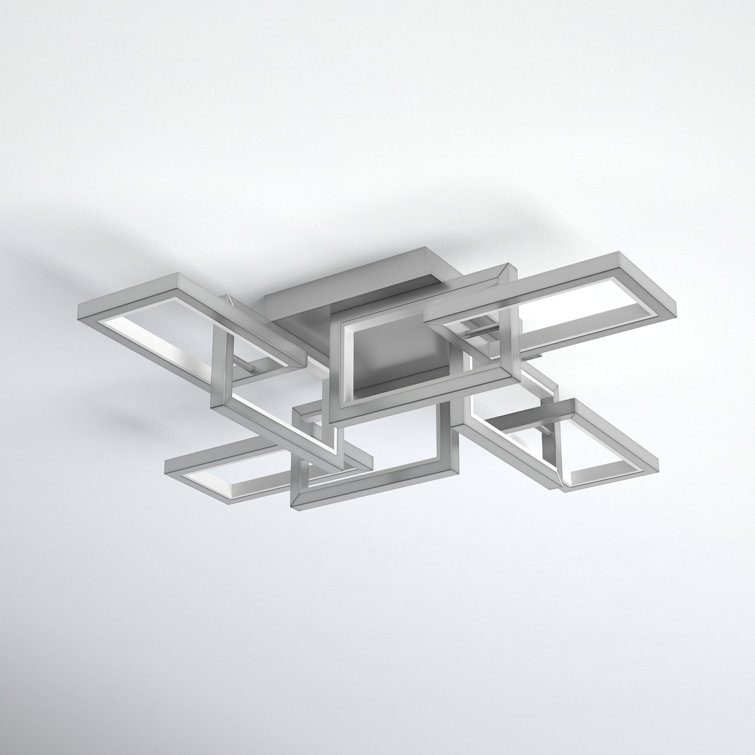 Satin Nickel 8-Light LED Adjustable Flush Mount Ceiling Fixture