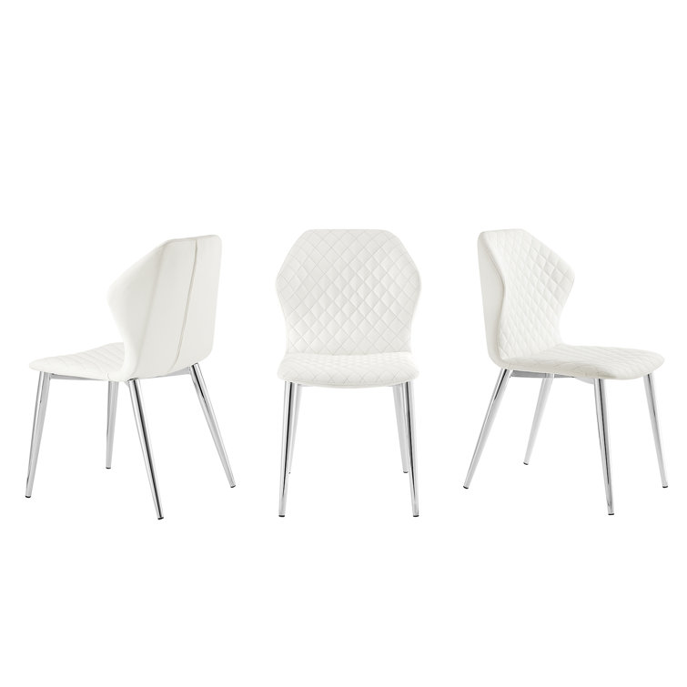 White Faux Leather Upholstered Parsons Side Chair Set