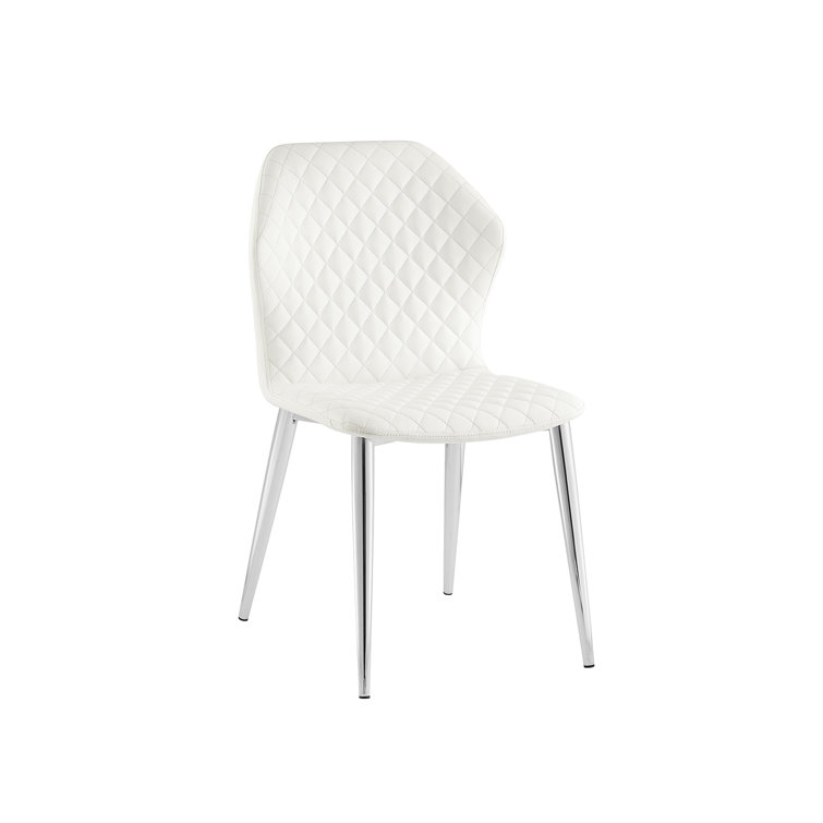 White Faux Leather Upholstered Parsons Side Chair Set