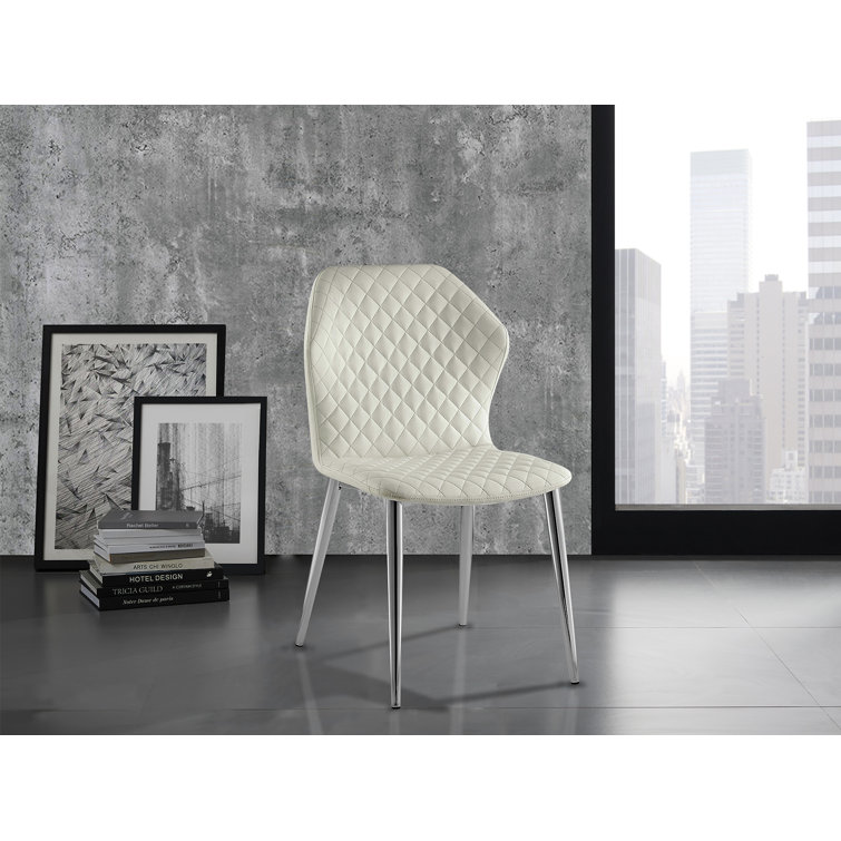 White Faux Leather Upholstered Parsons Side Chair Set