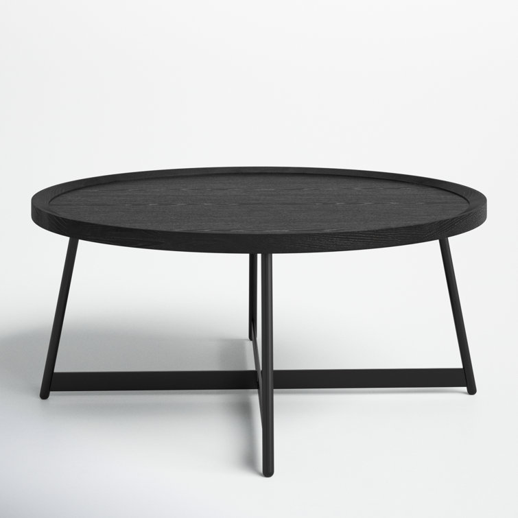 Niklaus 35" Symmetrical Round Coffee Table in Walnut and Black