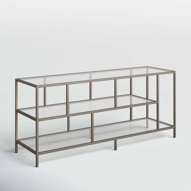 Aged Steel and Glass 55'' Clean-Lined TV Stand
