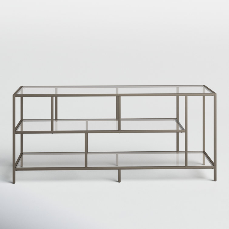 Aged Steel and Glass 55'' Clean-Lined TV Stand