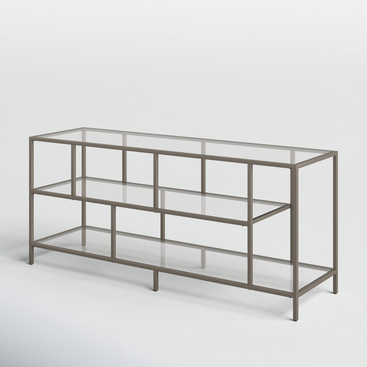 Aged Steel and Glass 55'' Clean-Lined TV Stand