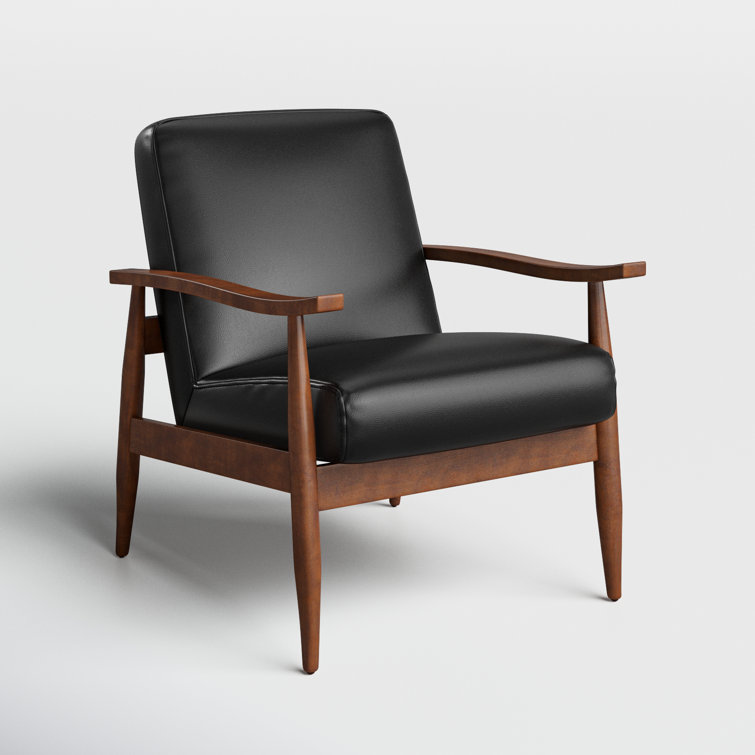 Austin Black Faux Leather Mid-Century Modern Accent Chair