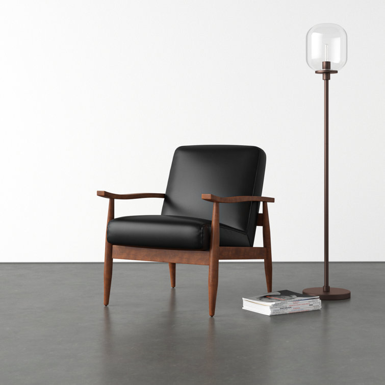 Austin Black Faux Leather Mid-Century Modern Accent Chair