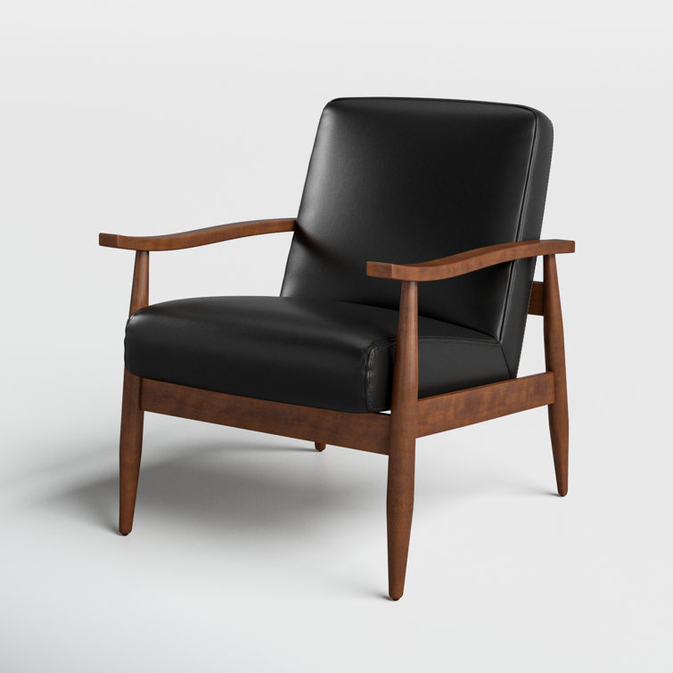 Austin Black Faux Leather Mid-Century Modern Accent Chair