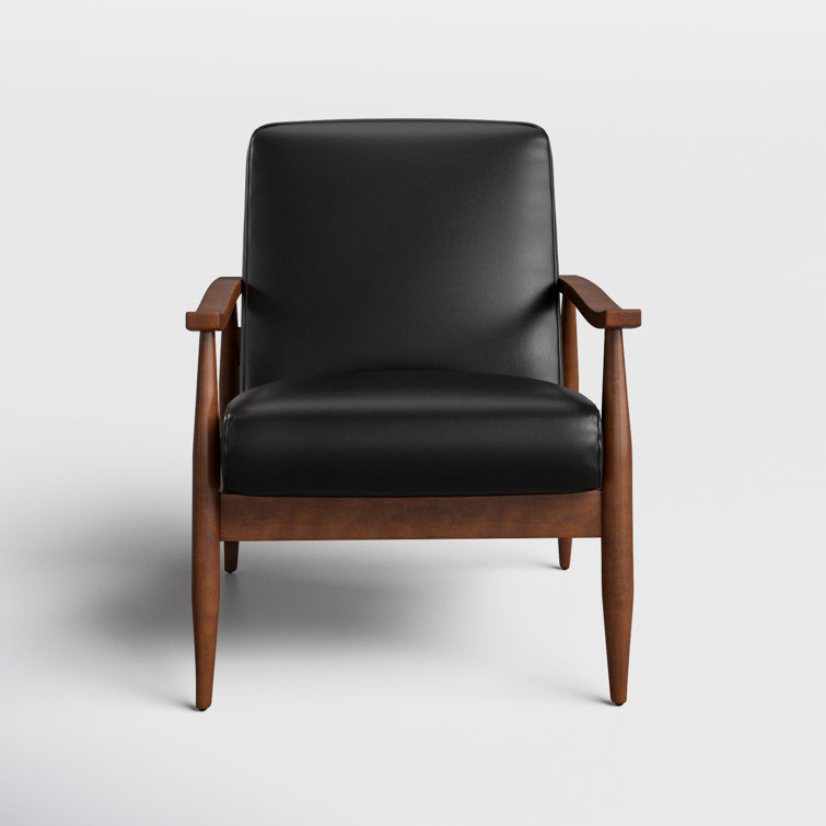 Austin Black Faux Leather Mid-Century Modern Accent Chair