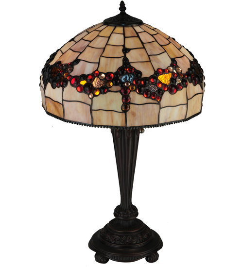 26.5" Mahogany Bronze Stained Glass Table Lamp